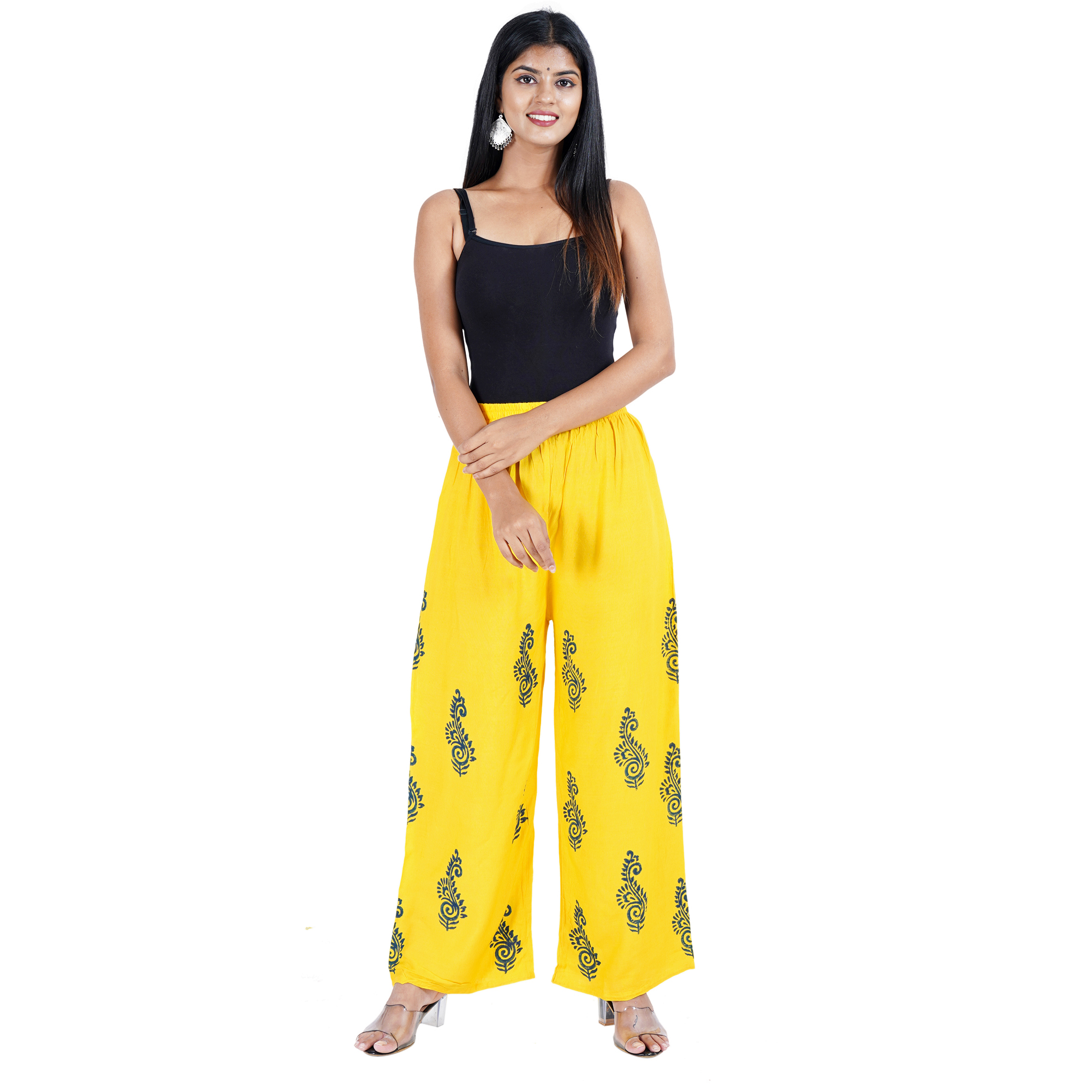 Buy MANIX Women's Rayon Stretchable Palazzos Comfortable Wear Pants  (Yellow) - Size: 3X-Large Online at Best Prices in India - JioMart.